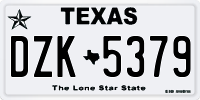TX license plate DZK5379