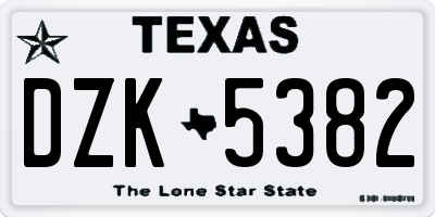 TX license plate DZK5382