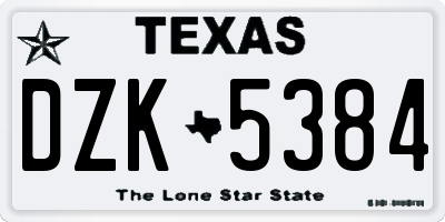 TX license plate DZK5384