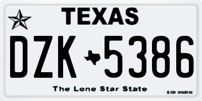 TX license plate DZK5386