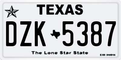 TX license plate DZK5387