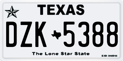 TX license plate DZK5388