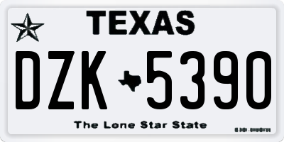 TX license plate DZK5390