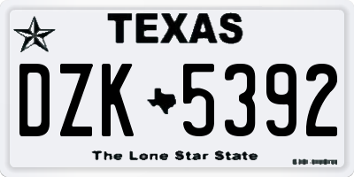 TX license plate DZK5392