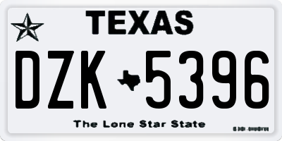 TX license plate DZK5396