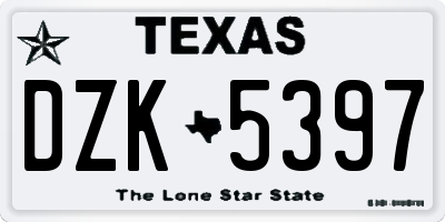 TX license plate DZK5397