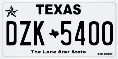 TX license plate DZK5400