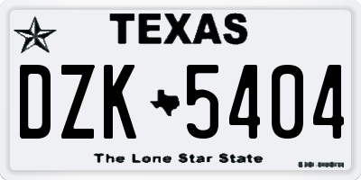 TX license plate DZK5404