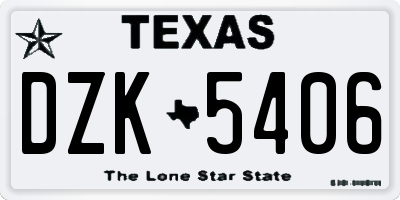 TX license plate DZK5406