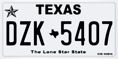 TX license plate DZK5407