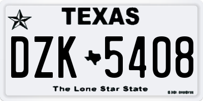 TX license plate DZK5408