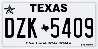 TX license plate DZK5409