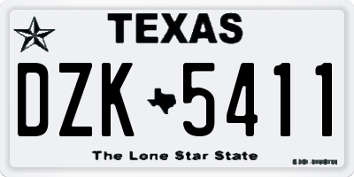 TX license plate DZK5411
