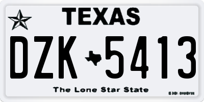 TX license plate DZK5413