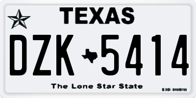 TX license plate DZK5414