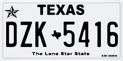 TX license plate DZK5416