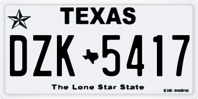 TX license plate DZK5417