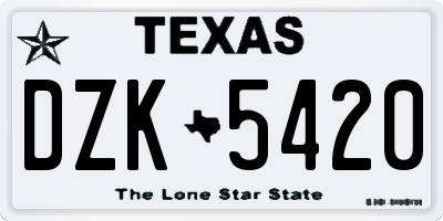 TX license plate DZK5420