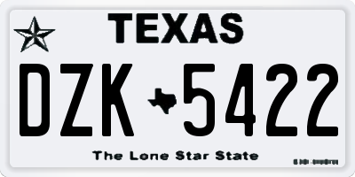 TX license plate DZK5422