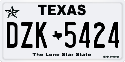 TX license plate DZK5424