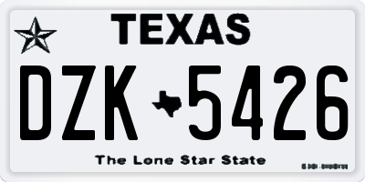 TX license plate DZK5426