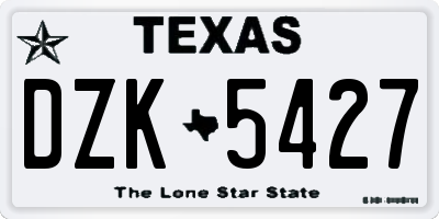 TX license plate DZK5427