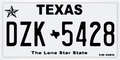 TX license plate DZK5428