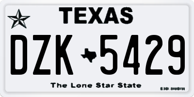 TX license plate DZK5429