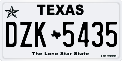 TX license plate DZK5435