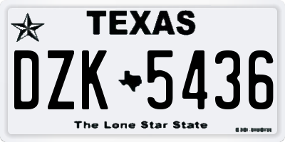 TX license plate DZK5436
