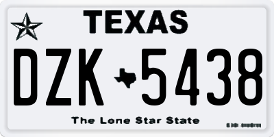 TX license plate DZK5438