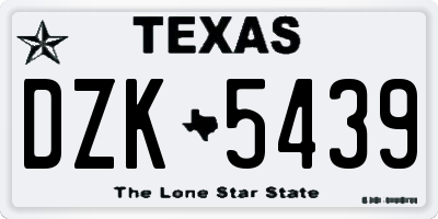 TX license plate DZK5439