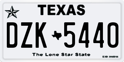 TX license plate DZK5440
