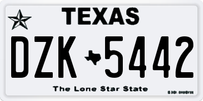 TX license plate DZK5442