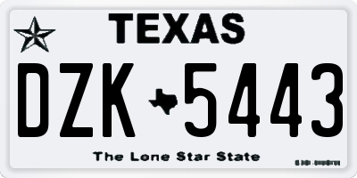 TX license plate DZK5443