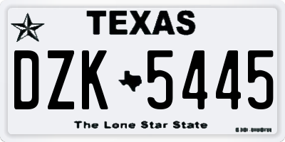 TX license plate DZK5445