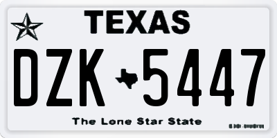 TX license plate DZK5447