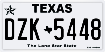 TX license plate DZK5448