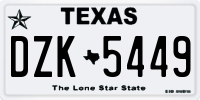 TX license plate DZK5449