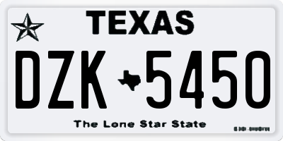 TX license plate DZK5450