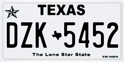 TX license plate DZK5452