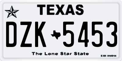TX license plate DZK5453