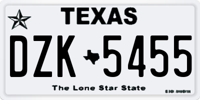 TX license plate DZK5455