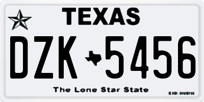 TX license plate DZK5456