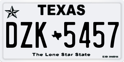TX license plate DZK5457