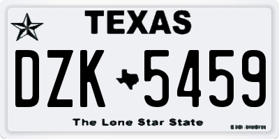 TX license plate DZK5459