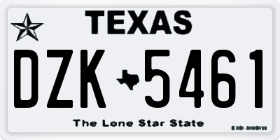 TX license plate DZK5461