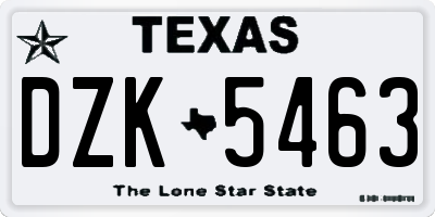 TX license plate DZK5463