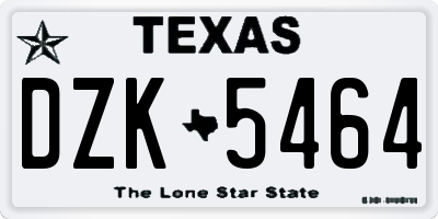 TX license plate DZK5464