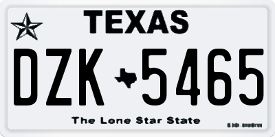 TX license plate DZK5465